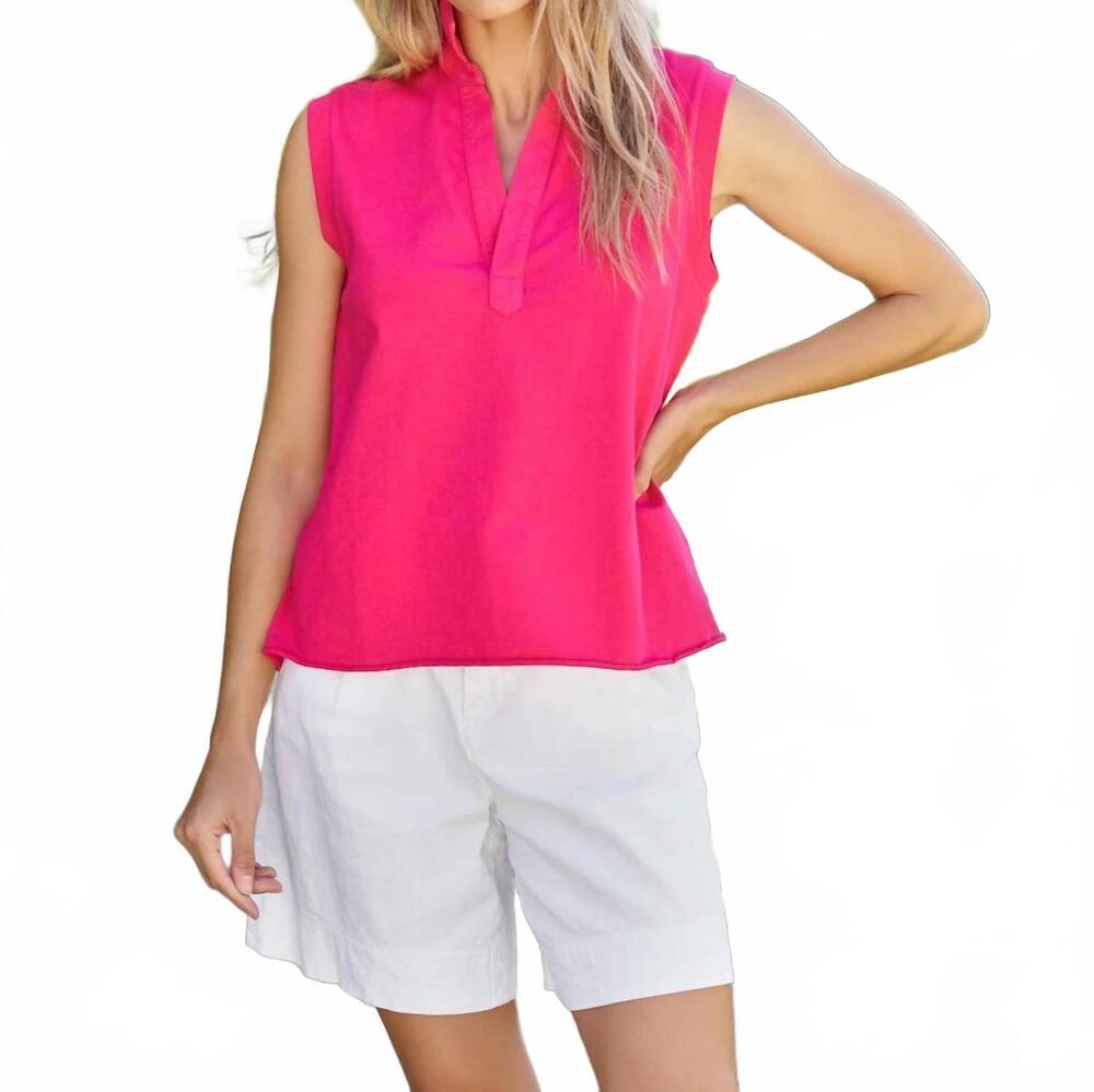 NEW FRANK & EILEEN olivia popover henley tank top in zinnia